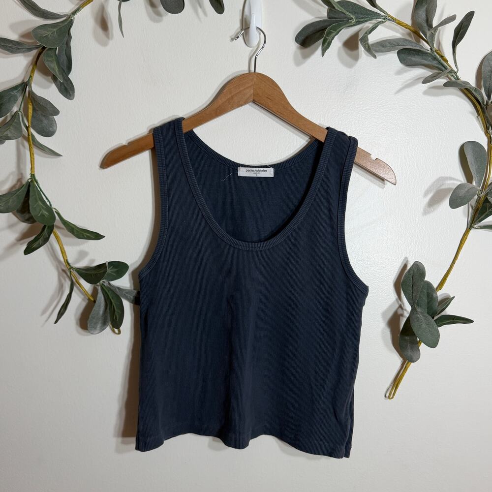 Perfect White Tee Blue Ribbed Tank